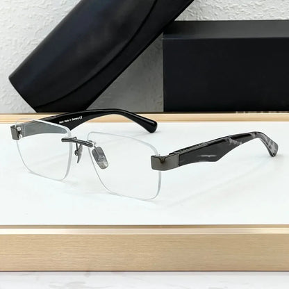 Luxury Rimless Sunglasses Irregular Square Alloy Acetate High Street Men Women Handmade in Germany UV400 THE MAGIC III with Case