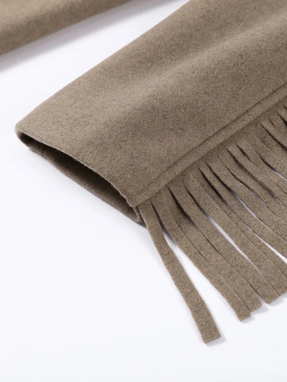 Tassels Woolen Suit Jacket Women Elegant Turn-down Collar Long Sleeve Single Breasted Pocket Autumn Winter Coats New Outerwears