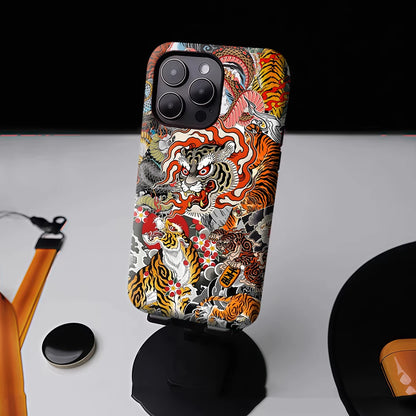 Japanese Tiger & Dragon Collage for Magnetic Phone Case for IPhone 17 16 15 14 13 Pro Max Plus Single Double-layer Tough Case