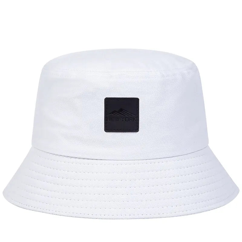 Unisex New York Leather Label Personality Bucket Hats Fishermen Caps Outdoor Casual Cap Sunscreen Hat