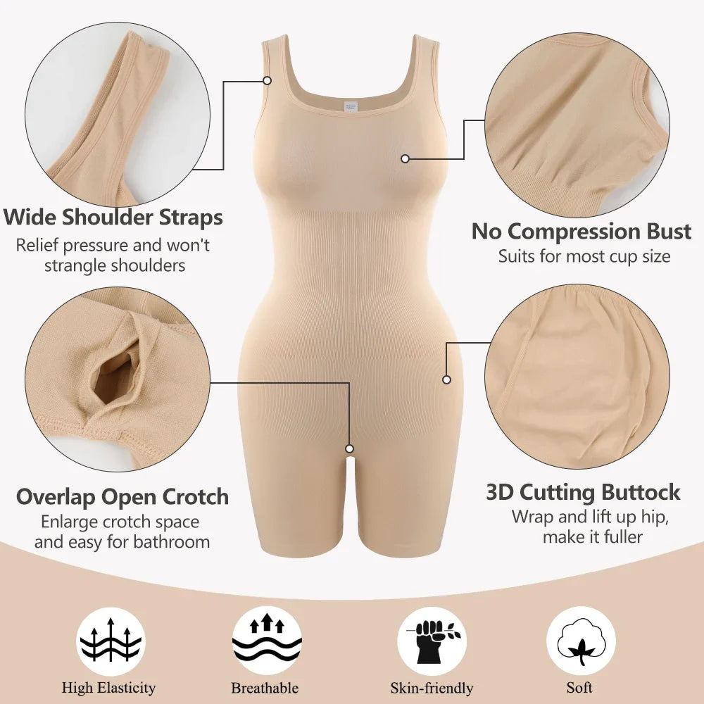 Wide Strap Shorts Body Shaper Bodysuit Women Tummy Control Comfortable Shapewear Suit Full Body Control Ladies Underwear New in