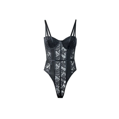 Sexy Lace Bodysuit for Women Bodies Elegant Women's Top 2025 New Summer Solid Bodycon Ribbed Bodysuits