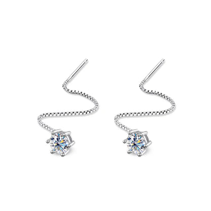 100% 925 Sterling Silver 2ct Moissanite Drop Earrings For Women Long Tassel Earring Wedding Party Luxury Fine Jewelry Gift