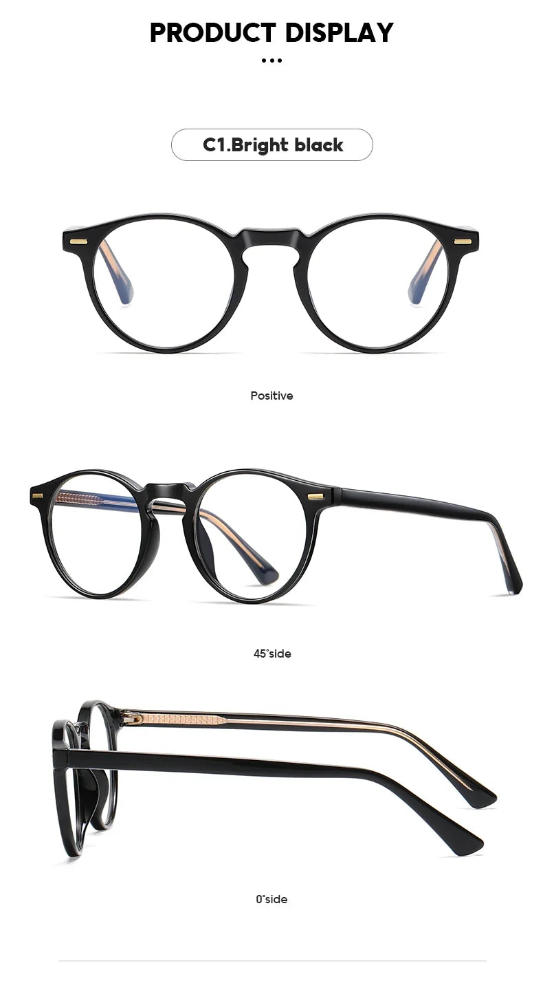 Round Blue Light Reading Glasses Women Eye Glasses Frame for Women Retro Plastic Titanium Anti-Blue Light Computer Eyewear