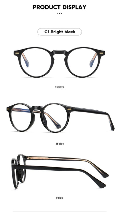 Round Blue Light Reading Glasses Women Eye Glasses Frame for Women Retro Plastic Titanium Anti-Blue Light Computer Eyewear