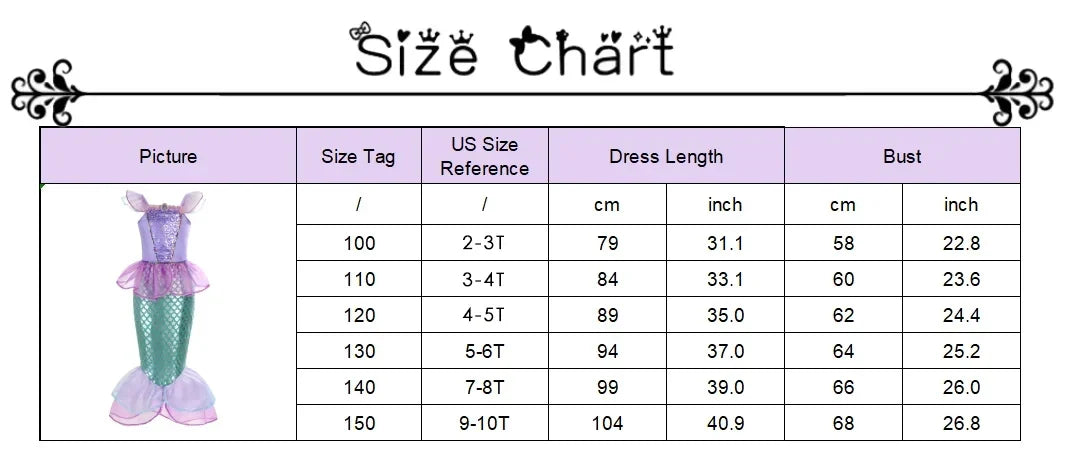 Summer Mermaid Birthday Party Dress Girl Cute Costume Carnival Anime Cosplay Outfits 2-10 Yrs Kids Fantasy Disguise Prom Gown
