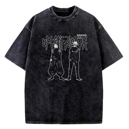 Anime Jujutsu Kaisen Choso Print T Shirt Men Women Y2k T-shirts Vintage Washed Cotton Tee Harajuku Male Short Sleeve Tshirt