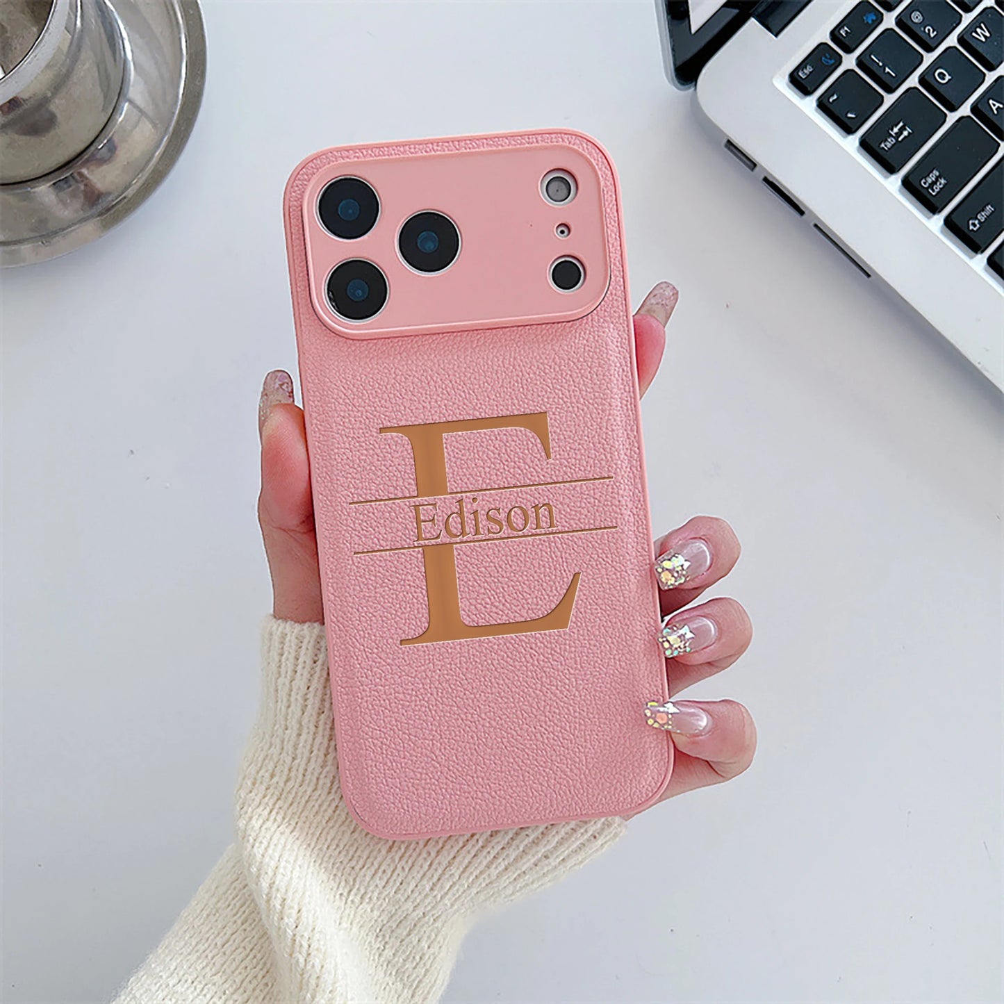 Custom Capital Letters Name Artificial Leather Multicolored Phone Case Gift For iPhone 17 16 15 14 13 12 11 Pro Max 17 Air Plus