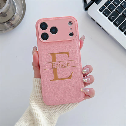 Custom Capital Letters Name Artificial Leather Multicolored Phone Case Gift For iPhone 17 16 15 14 13 12 11 Pro Max 17 Air Plus
