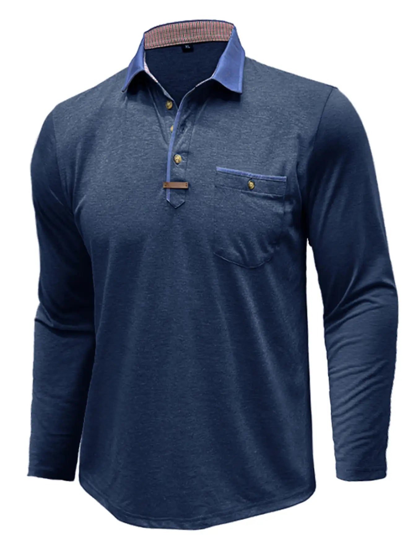 Plus Size Men's Long-Sleeve Polo Shirt Casual Fashion Men's Clothing OverSize Men's T-Shirt Solid Color Pullover Top