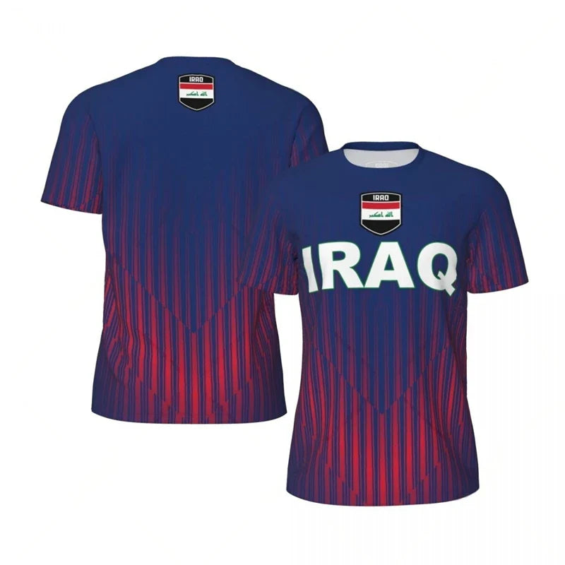 IRAQ Flag 3D Print Sport Quick Dry Breathable Men T-shirt Outdoor Football Jersey Team Fan Loose Short Sleeve Summer Top Clothes