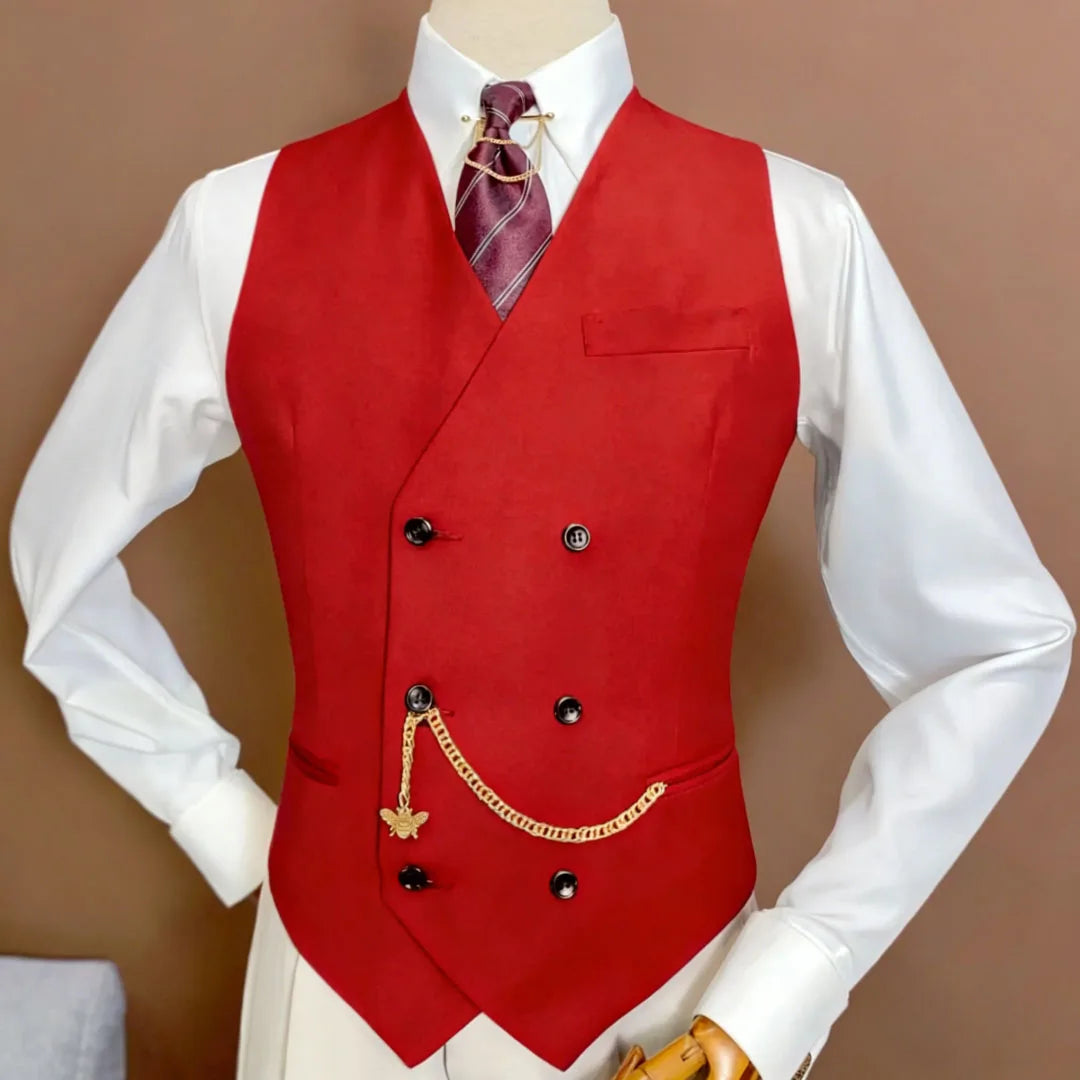 Men Vest Black Double Button V Neck Solid Waistcoat For Wedding Birthday Banquet Party Office Business Work Daily Men Suit Vest