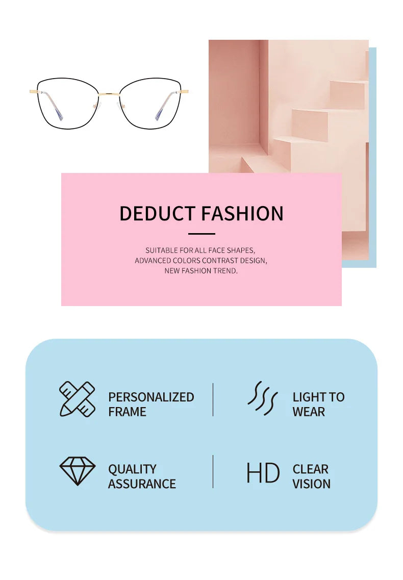 New Fashion Cat Eye Polarized Sunglasses Magnetic Clip-On Myopia Optical Glasses Customizable Prescription 7015