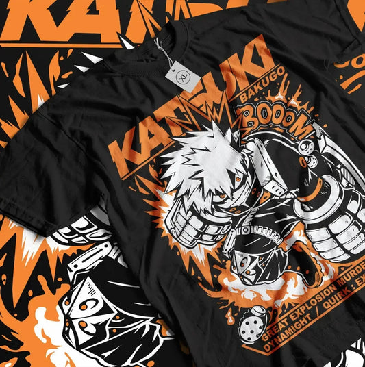 Unisex Bakugo Katsuki T-Shirt My Hero Academia (MHA) Hero Graphic Anime Gift for Girls All Sizes Y2K Top Loose Fit Crewneck