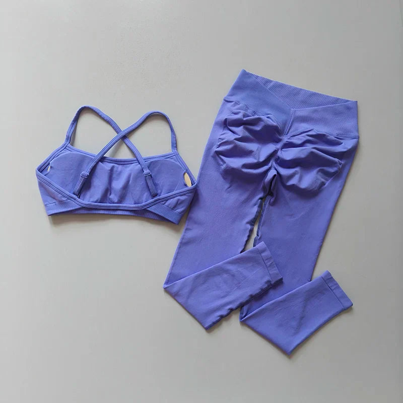 Women's Seamless High-Waisted Gym Legging And Padded Tank Top Workout Fitness Sport Bras Suit Yoga Set Fitness Gym Clothing