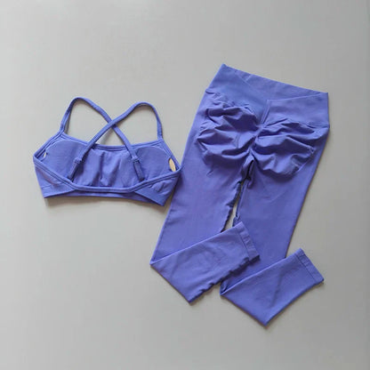 Women's Seamless High-Waisted Gym Legging And Padded Tank Top Workout Fitness Sport Bras Suit Yoga Set Fitness Gym Clothing
