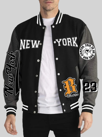 Los Angeles Art Letter Prints 2 Colors Tops Men Autumn Winter Casual Jackets Fashion Soft Baseball Jersey Loose Sports Clothes