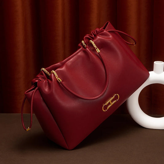 Fashion Classic Luxury Design Women's New Shoulder Bag Commuter Large Capacity Drawstring Design Bag