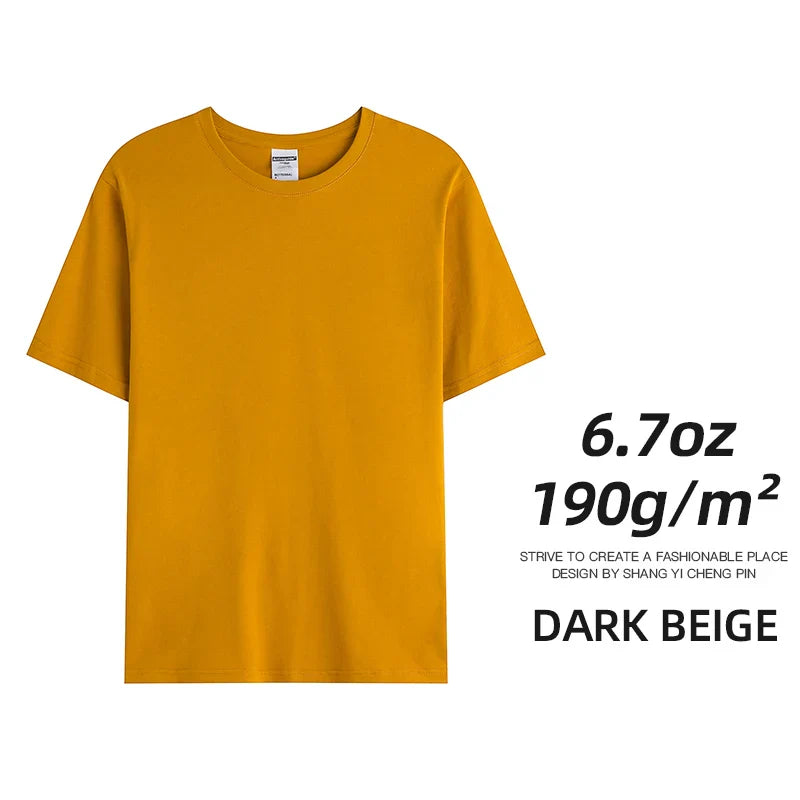 6.7oz 190gsm Combed Cotton Tees Tshirts Mens Solid Tops Woman Male Custom Team Uniform Class Clothes Summer Brand Customization