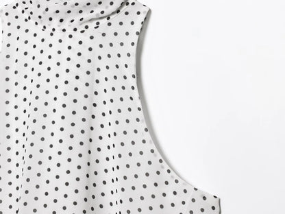 2025 Women Chic Sleeveless Bow Tied Polka Dots Print Chiffon Vest Blouse Camis Tank Lady Casual Halter Shirts Tops LS9263