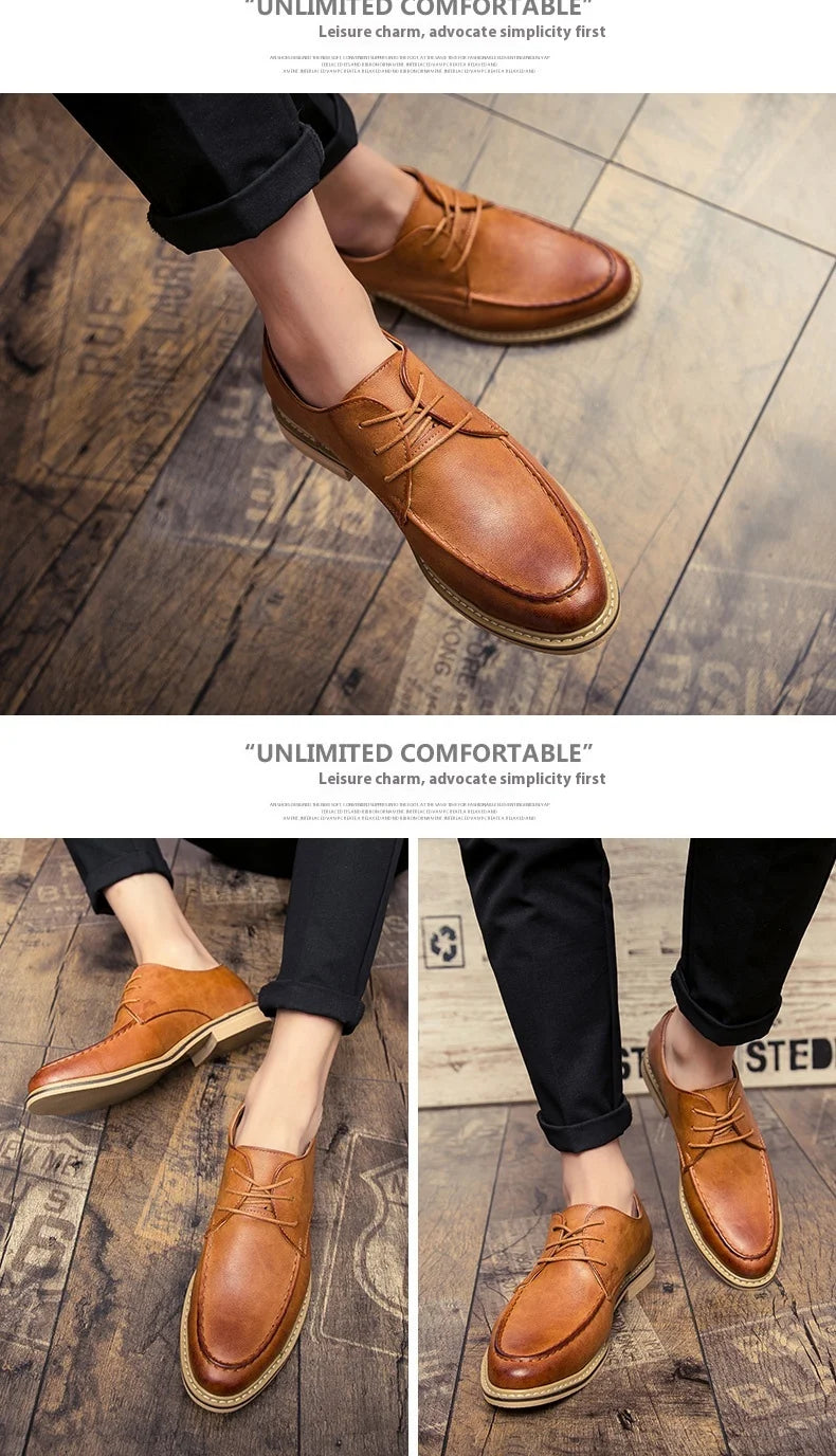 Autumn business casual leather Derby shoes soft soled British formal dress pointed wedding groom leather shoes man
