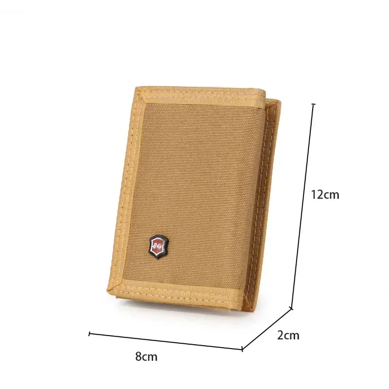 Men'S 5 Colors Korean Tri-Fold Coin Purse Canvas Wallet Solid Color Fashion Slim Multifunctional Classic Portable Card Holder