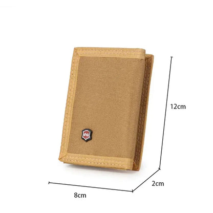 Men'S 5 Colors Korean Tri-Fold Coin Purse Canvas Wallet Solid Color Fashion Slim Multifunctional Classic Portable Card Holder