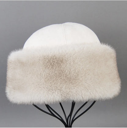 Hot Sale Faux Mink Fur Hat Winter Genuine Baseball Cap Russia Fashion Elegant Lady Warm Faux Fur Ball Straw Hat