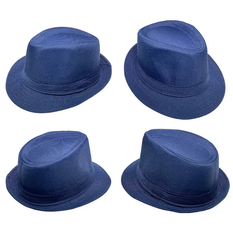 Summer Solid Bright Color Sun Hat British Jazz Hat Top Hat Men's Top Hat Winter Middle-aged and Elderly Jazz Warm Hat Fedora Hat