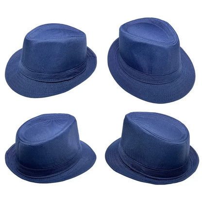 Summer Solid Bright Color Sun Hat British Jazz Hat Top Hat Men's Top Hat Winter Middle-aged and Elderly Jazz Warm Hat Fedora Hat