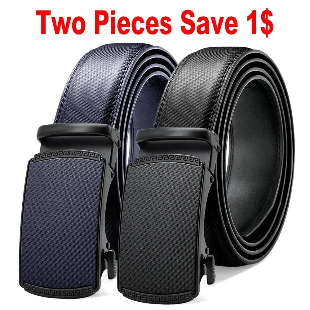 Mens Leather Belt Metal Automatic Genuine Leather Belts Leisure Fashion Ratchet Belts for Men Pants Fashion Genuine Leather Belt