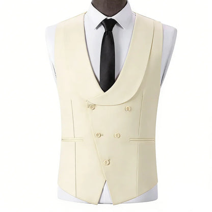 Men Vest Light Champagne With Lapel Solid Waistcoat For Wedding Banquet Prom Business Work Office Casual Daily Men Suit Vest
