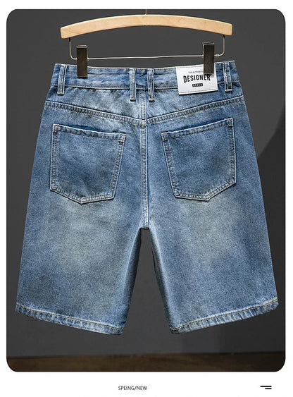 Summer Thin Bermuda Jeans Men's High Street Straight Shorts Fashion Casual Blue Classic Style Male Clothes Short Pants