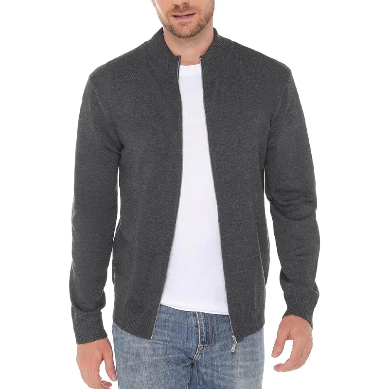 Men's Zipper SweatCoats Casual Cardigan Sweaters Stand Cold Blouse Knitwear Winter Outdoor Jumper Warm Streetwear