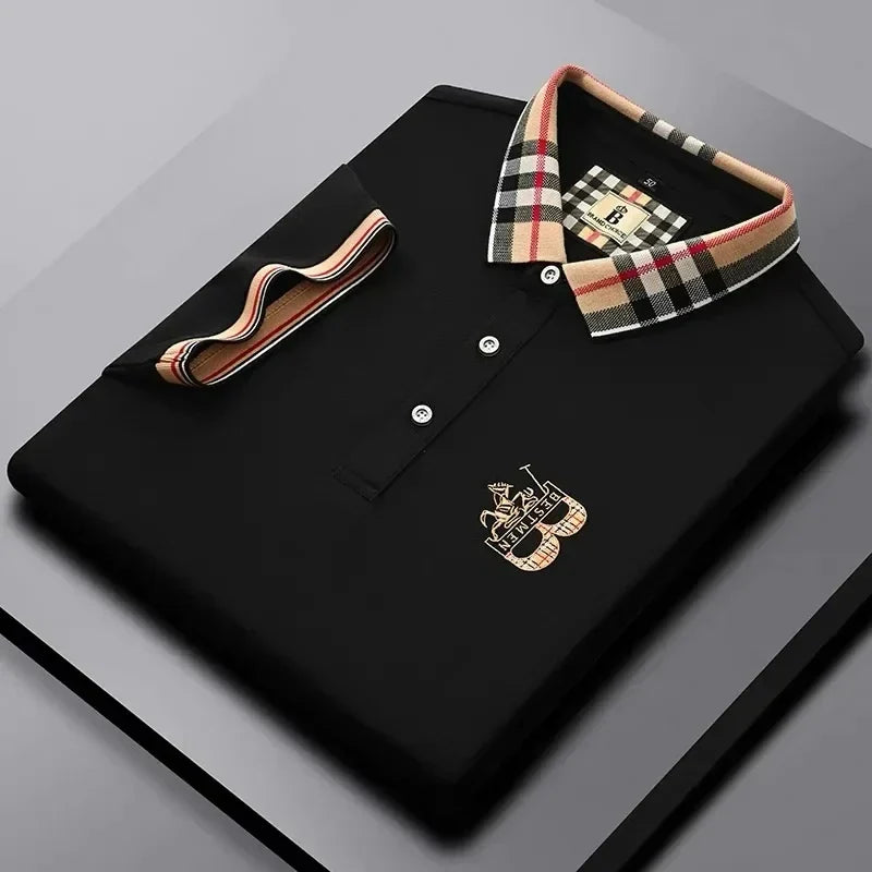 Men's short sleeved luxury brand POLO shirt summer new jacquard design fashionable classic golf top soft breathable T-shirt
