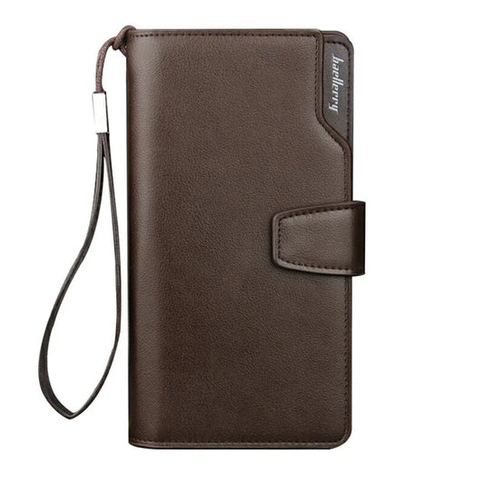 Portefeuille long multifonctionnel pour homme grande capacité, format affaires, avec fermeture éclair, pince à billet et porte-cartes