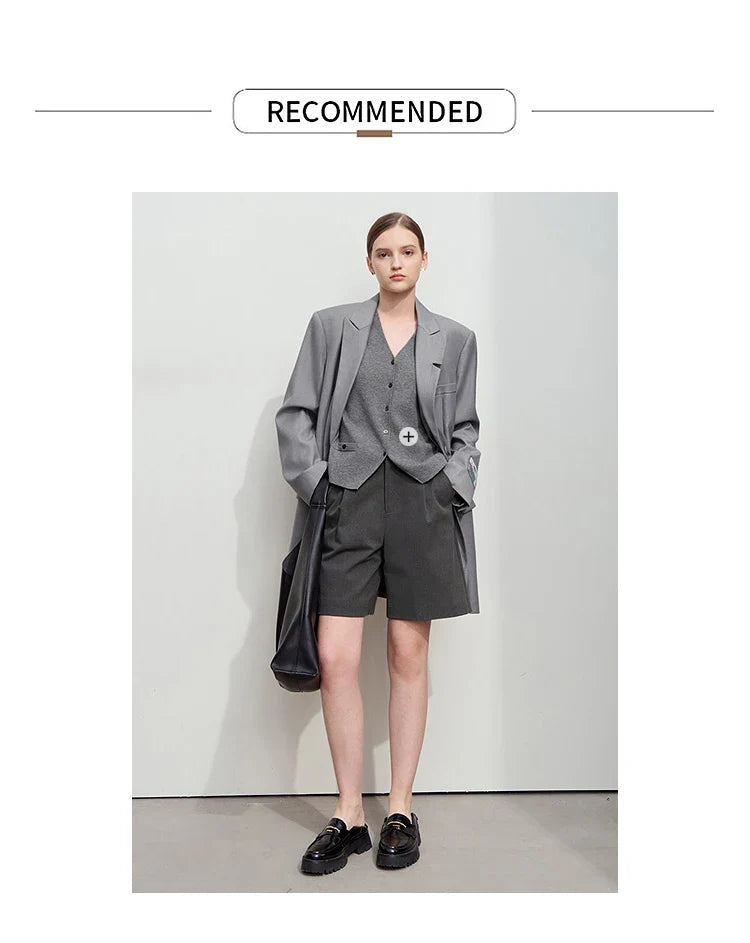 Minimalist Women's Jacket 2025 Autumn New Solid Color Commuter Loose Straight Women's Long Sleeve Top Long Blazer 12541154