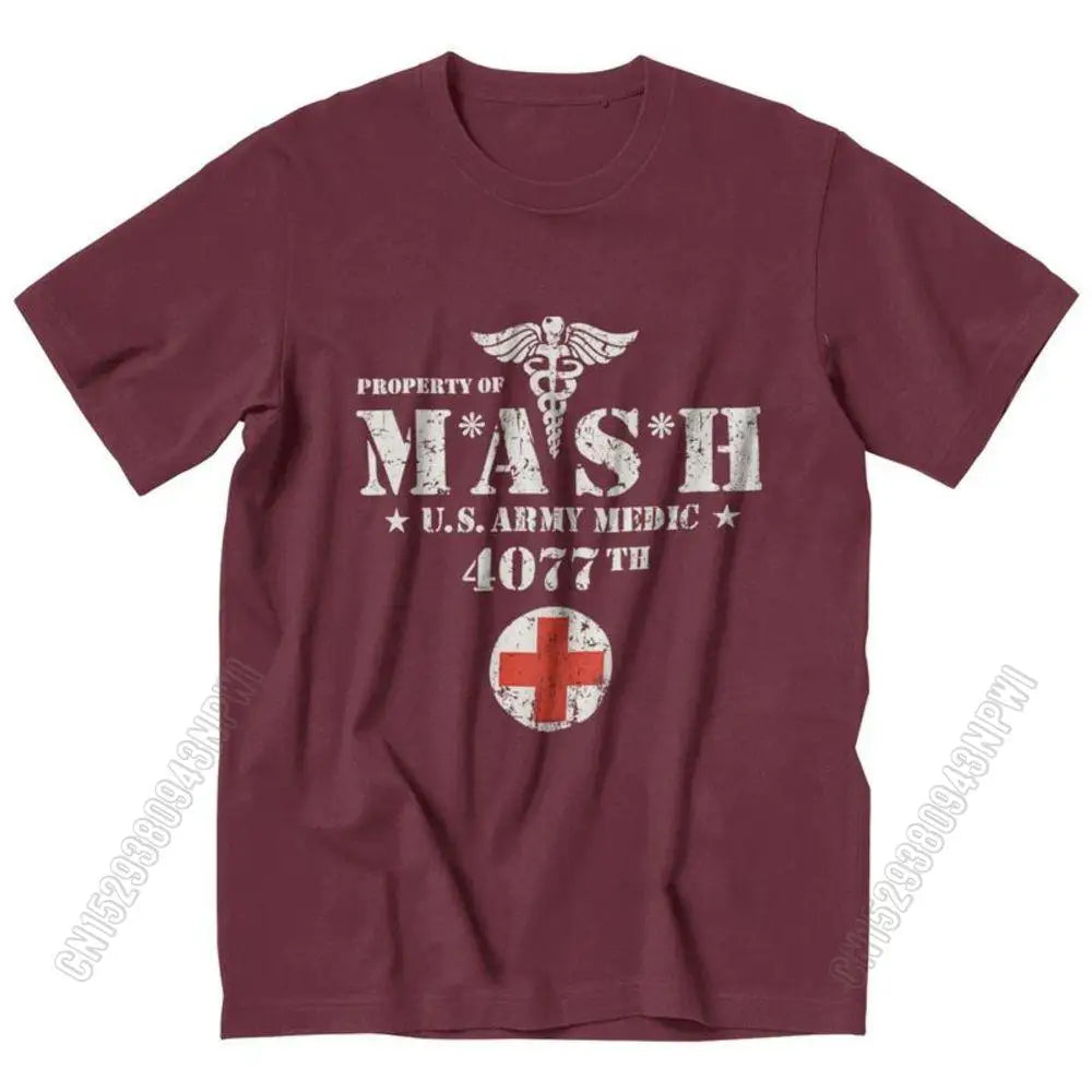 Vintage Mash Tv Show Men T Shirt 100% Cotton Tee Tshirts Summer T-Shirt Gift Women Unisex Clothes Novelty Design