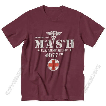 Vintage Mash Tv Show Men T Shirt 100% Cotton Tee Tshirts Summer T-Shirt Gift Women Unisex Clothes Novelty Design