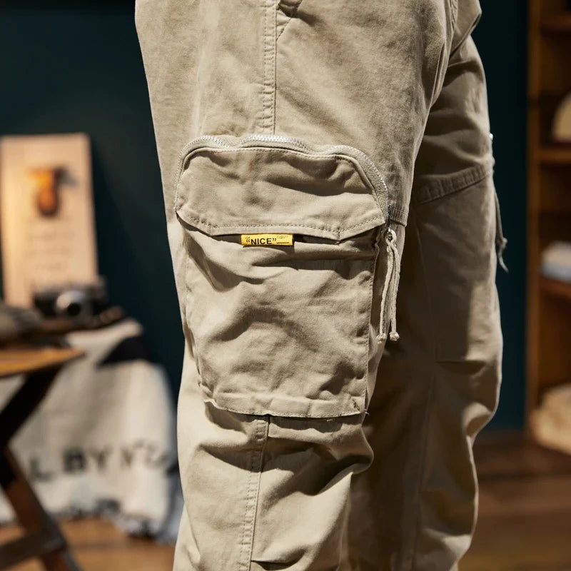 Joggers Cargo Pants Mens Casual Hip Hop Multi-Pocket Male Trousers Sweatpants Streetwear Techwear Tactical Khaki Pants BLW9106