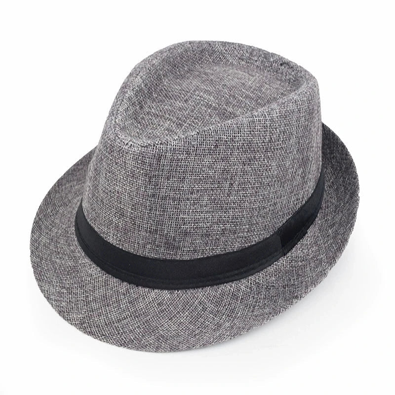 New Summer Linen Fedora Jazz Hat British Style Unisex Straw Hat Beach Sun Hat Sun Protection Korean Style Sun Hat