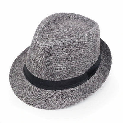 New Summer Linen Fedora Jazz Hat British Style Unisex Straw Hat Beach Sun Hat Sun Protection Korean Style Sun Hat