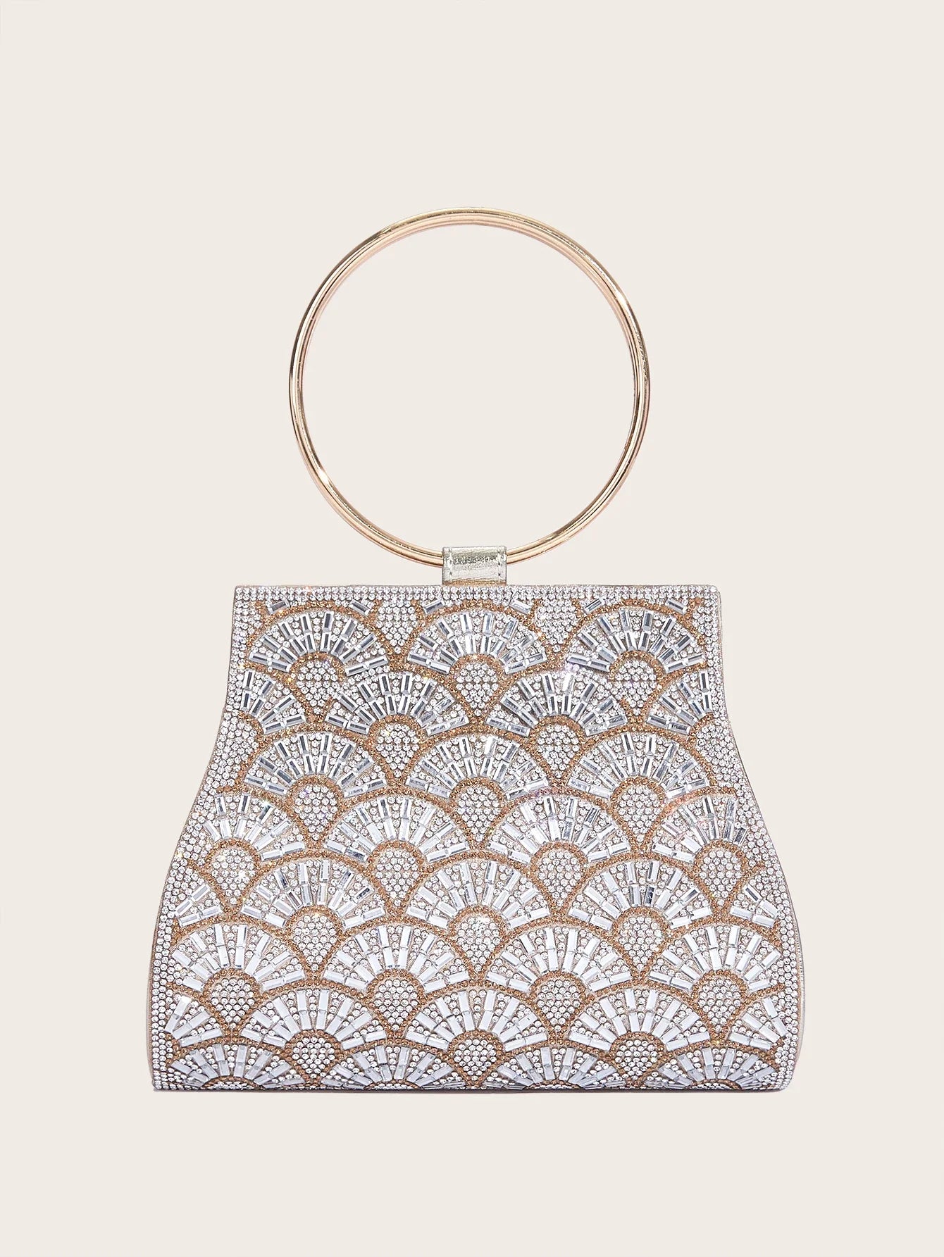 Banquet Bag Wedding Fashion Handbag Silver Artificial Leather Handmade Diamond Chain Bag for Women