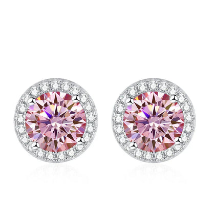 Moissanite Stud Earrings for Women 925 Sterling Silver Green Blue Pink Red Black Blue Sparkling Moissanite Studs Earring