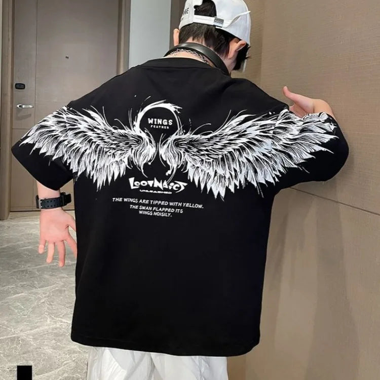 2026 Summer Kids Wing T-Shirt Cotton Loose Stylish Boy's Shirt Big Kids Summerwear