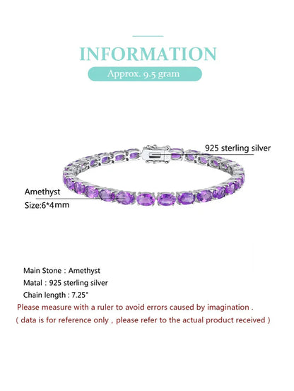 Pure 925 Sterling Silver Women's Hand Bracelets 100% Real Gemstone Natural Topaz Peridot Amethyst Gem Fine Jewelry