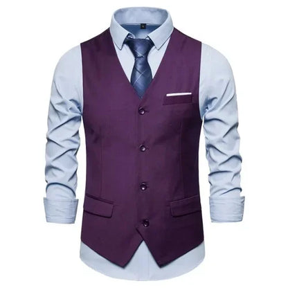 Blue Suit Vest, Men's Business Sleeveless Vests Jacket, Asian size S-6XL, Wedding Party Waistcoat, Red Purple Black Gray