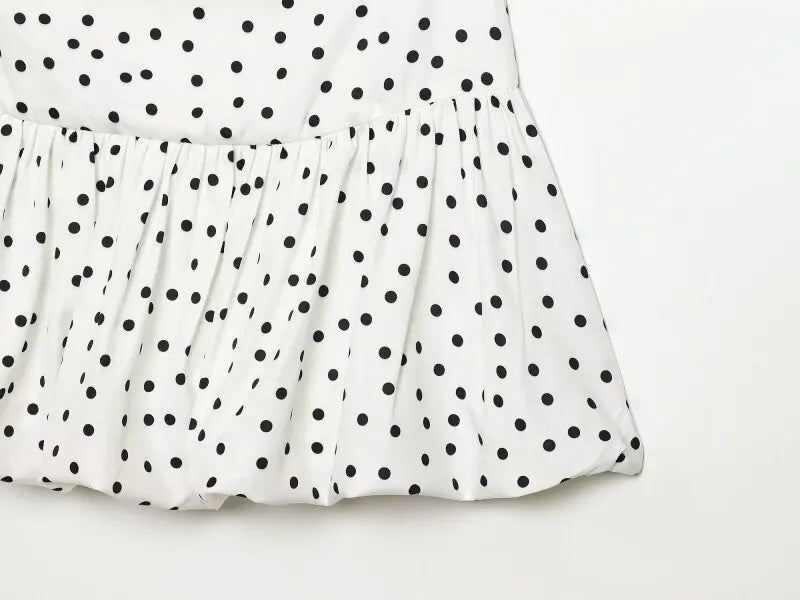 Women One Shoulder Sleeveless Polka Dot Mini Dress Ruched Waist Ruffle Hem Elegant Casual Party Short Dress Spring Summer