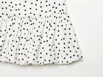 Women One Shoulder Sleeveless Polka Dot Mini Dress Ruched Waist Ruffle Hem Elegant Casual Party Short Dress Spring Summer