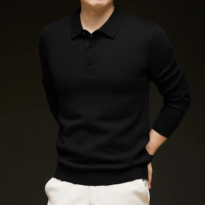 Fashion Autumn And Winter New Cashmere Sweater Men's High Quality Pullover Casual Loose POLO Knitted Bottom Shirt Jacket Shirt